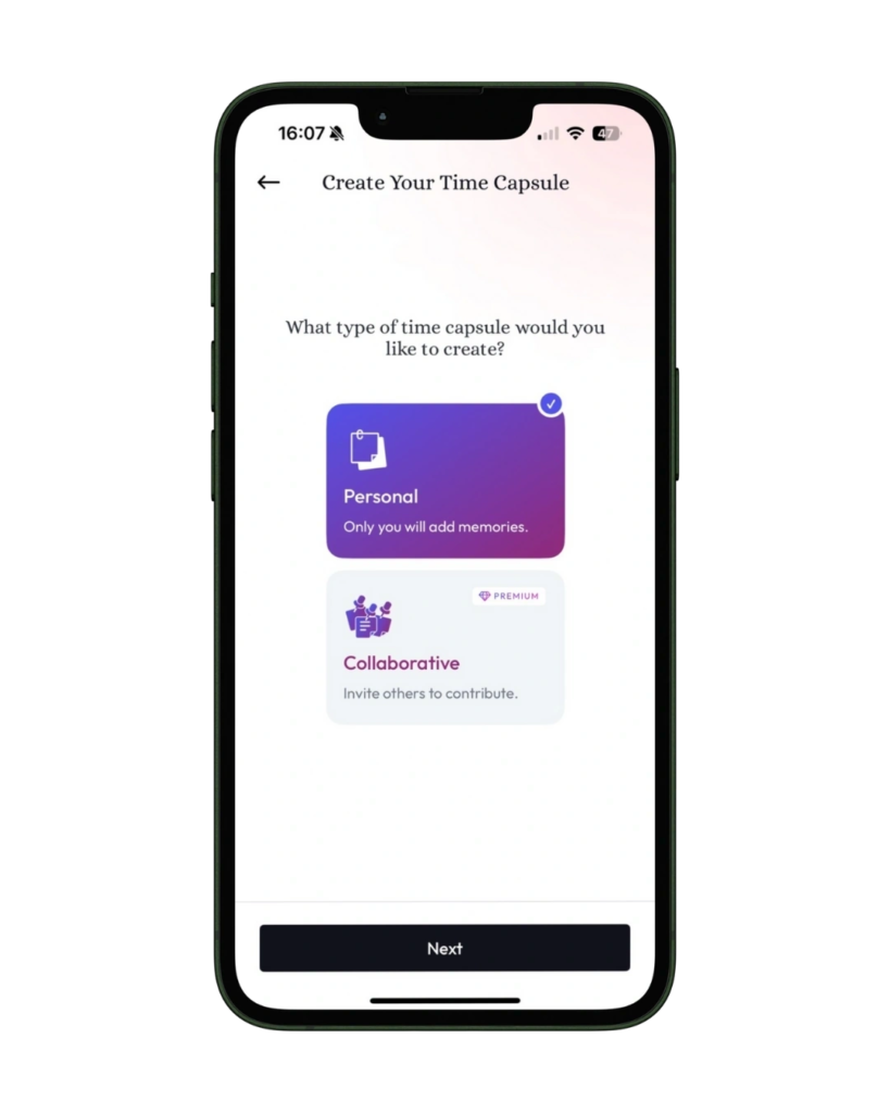 Step 3: Choose Capsule Mode (Personal or Collaborative)
