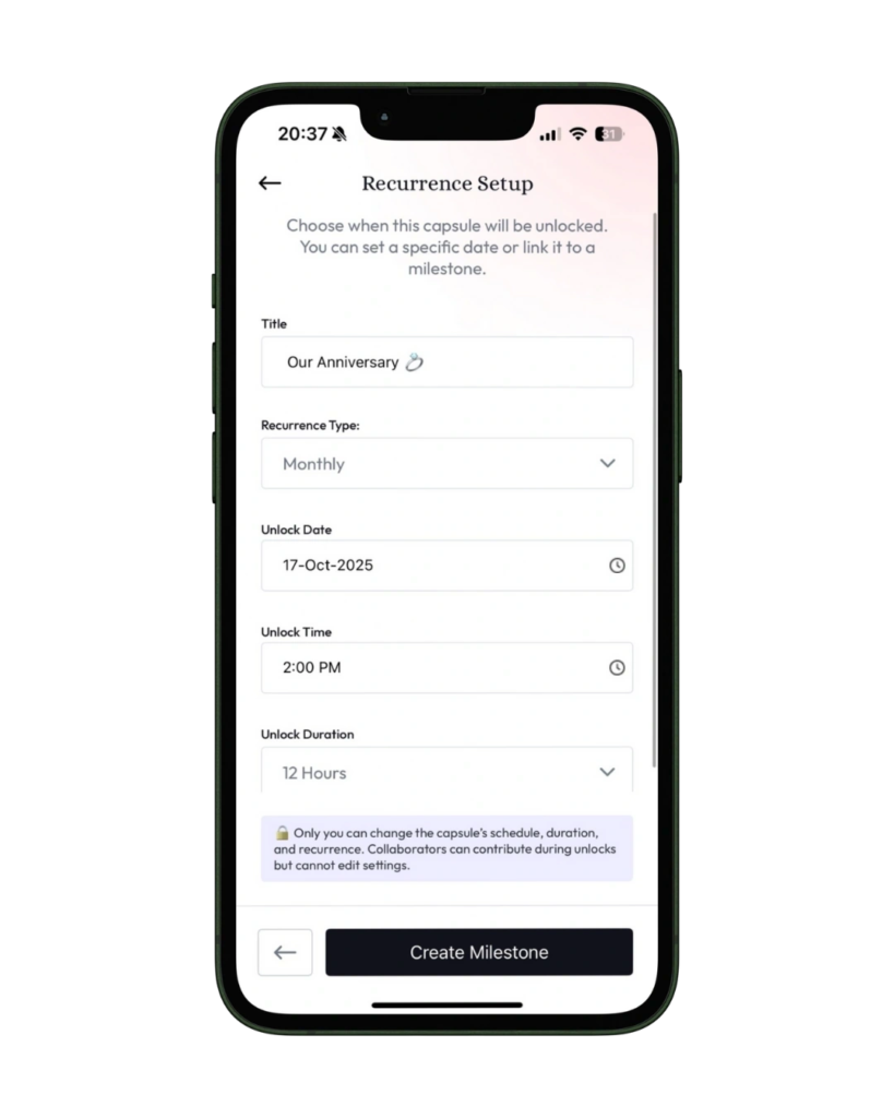 Step 6: Set Your Milestone Unlock Date